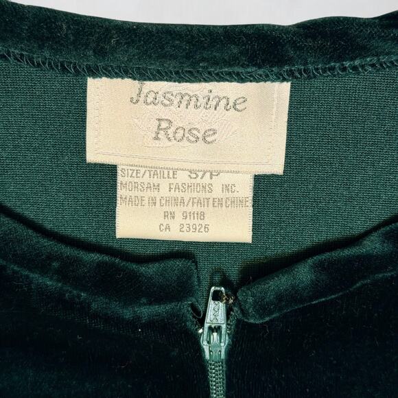 Vintage 80s Jasmine Rose Velvet Robe Small Tassel Zip Long Cottage Loungewear - Picture 4 of 9